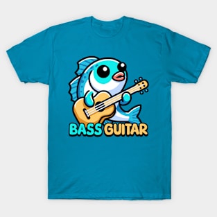 Bass Guitar! Cute Musical Fish Pun Cartoon T-Shirt